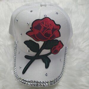 Bling & Roses White Baseball Cap